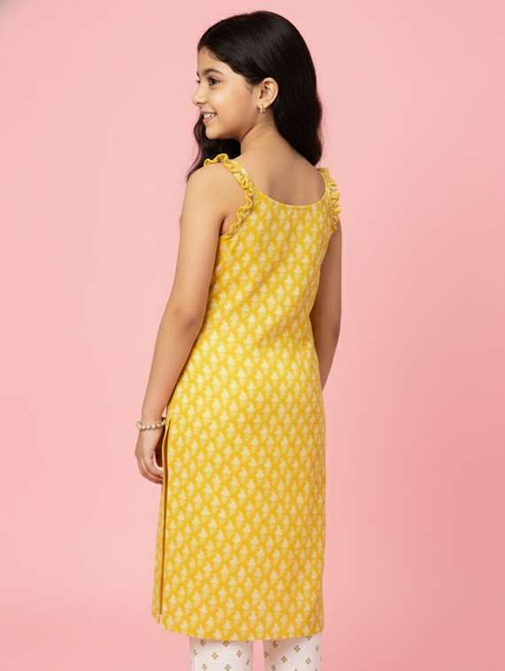 girls printed sleeveless a-line kurta - 22278347 -  Standard Image - 2