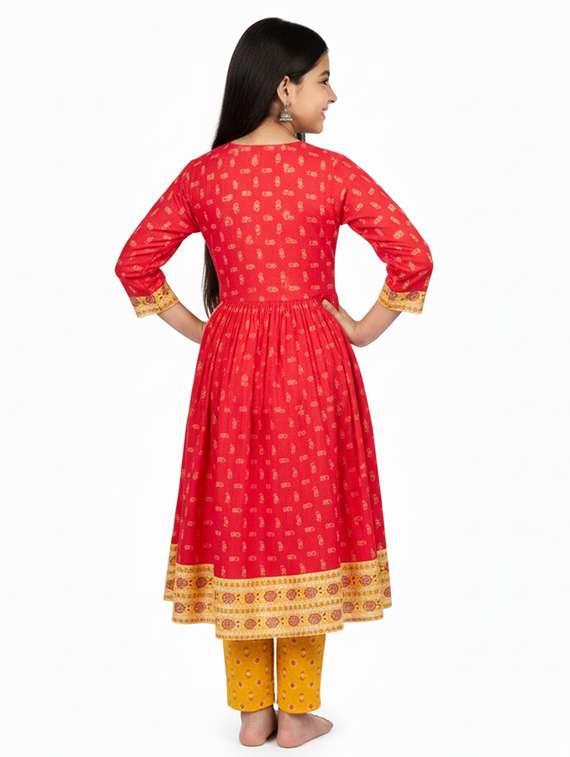 girls printed three quarter sleeve kurta - 22278359 -  Standard Image - 2