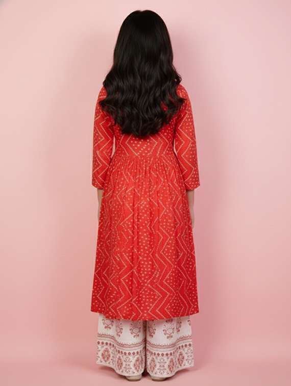 girls printed three quarter sleeve kurta - 22278369 -  Standard Image - 2