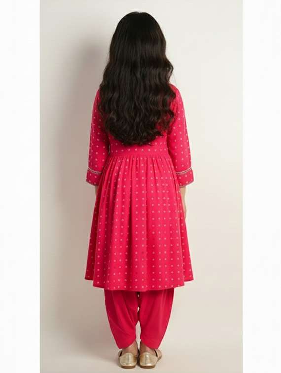 girls printed three quarter sleeve kurta - 22278372 -  Standard Image - 2