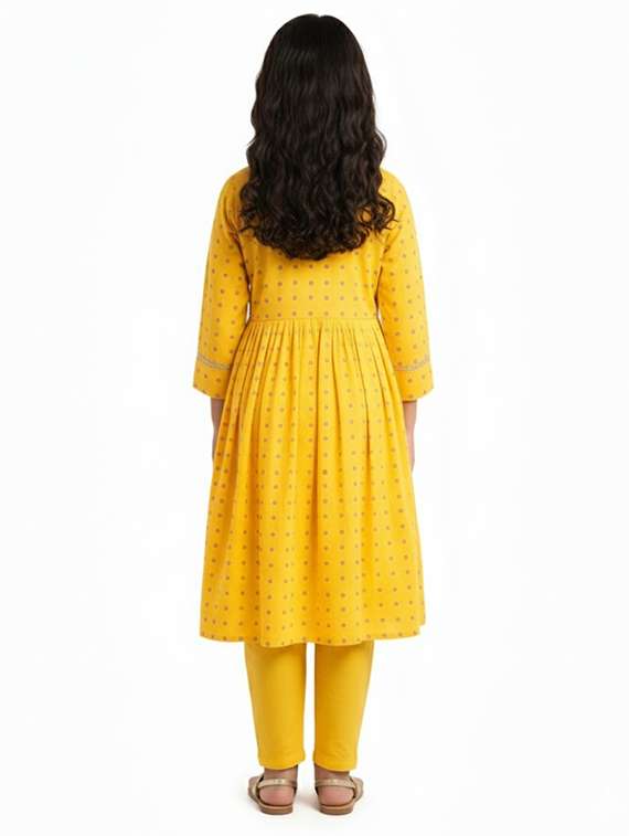 girls printed three quarter sleeve kurta - 22278373 -  Standard Image - 2