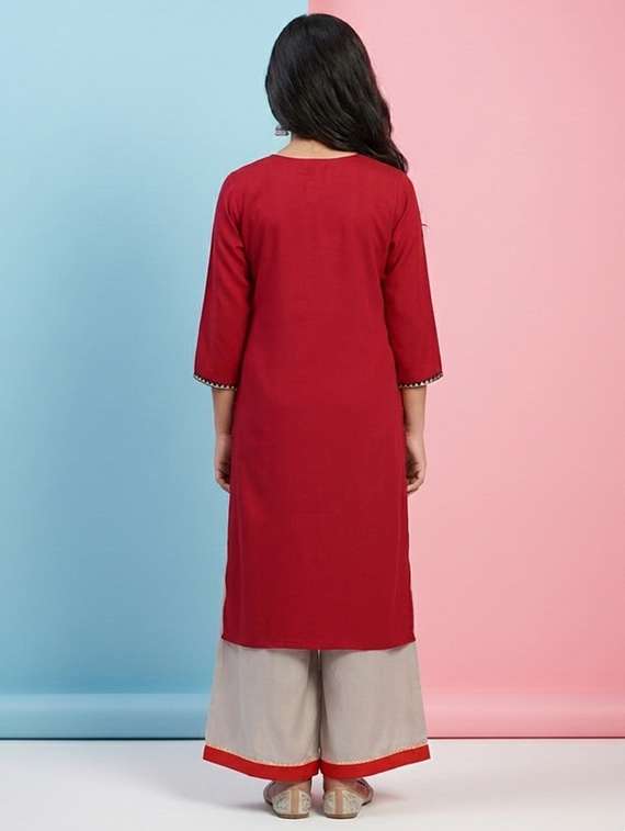 women three quarter sleeve kurta - 22278379 -  Standard Image - 2