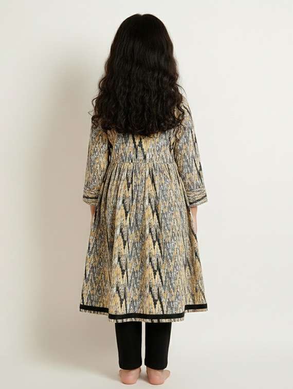 girls three quarter sleeve flared kurta - 22278394 -  Standard Image - 2