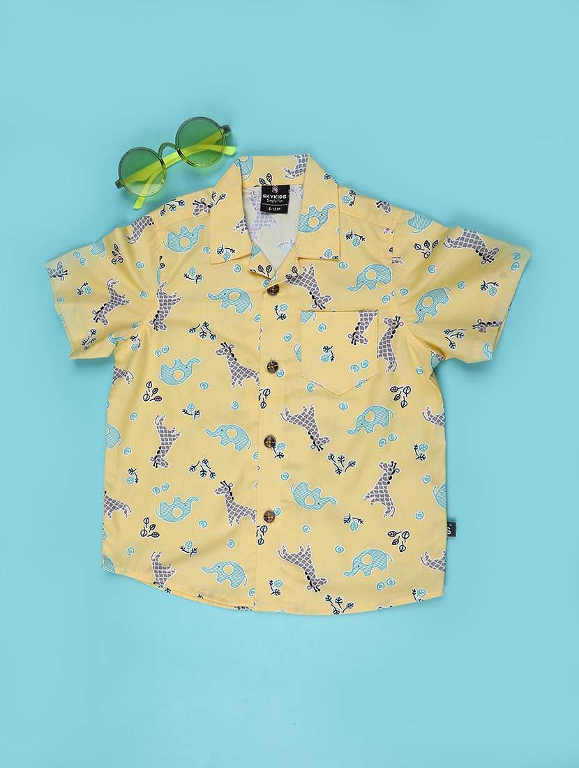 boys printed collared short sleeve shirt
