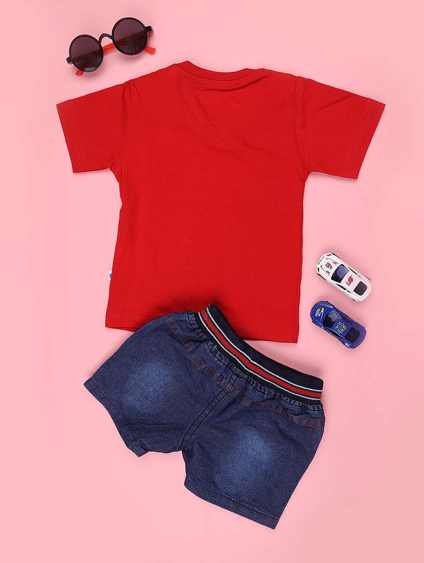 boys printed round neck t-shirt and shorts set - 22278527 -  Standard Image - 2