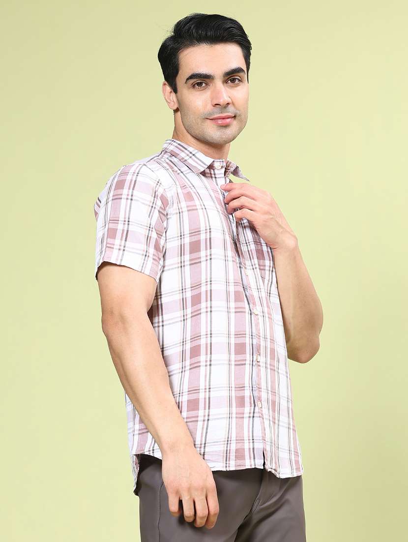 men checkered short sleeve regular fit casual shirt - 22278746 -  Standard Image - 2
