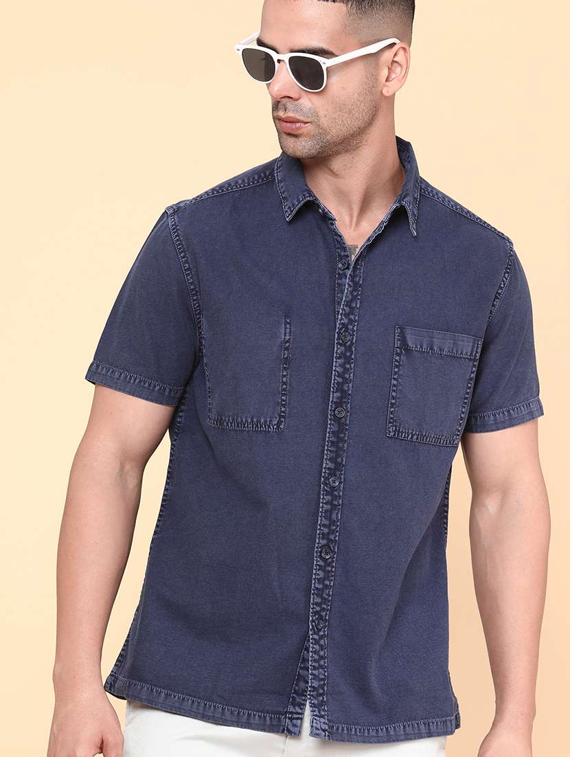 blue cotton casual shirt - 22278751 -  Standard Image - 2
