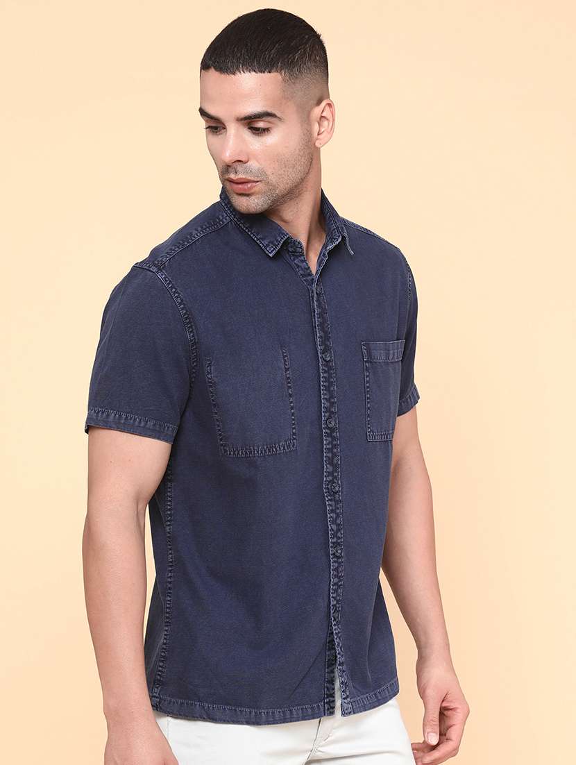 blue cotton casual shirt - 22278753 -  Standard Image - 2