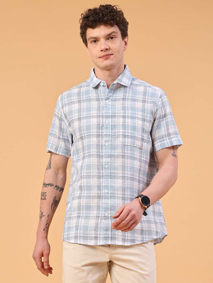 men checkered short sleeve regular fit casual shirt - 22278758 -  Standard Image - 2