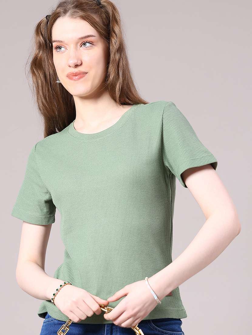 women solid short sleeve t-shirt