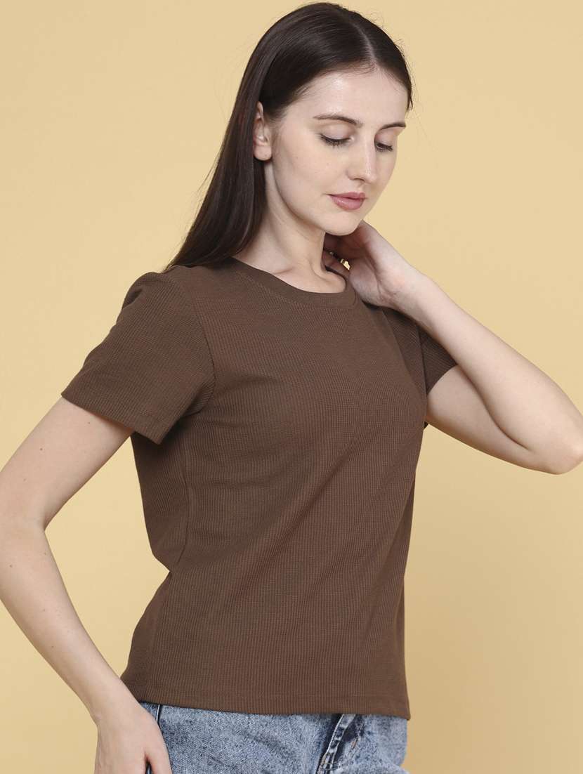 women solid round neck top - 22279004 -  Standard Image - 2