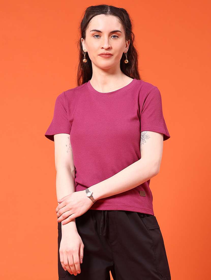 women solid short sleeve t-shirt