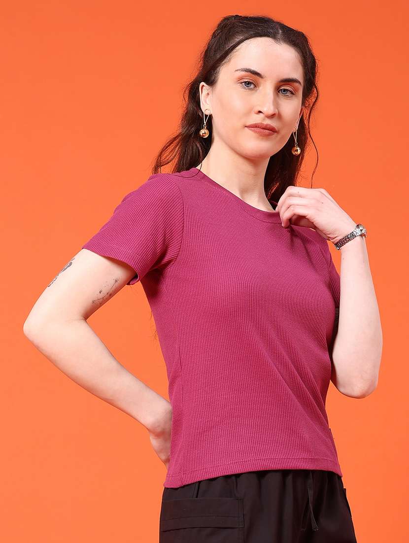 women solid short sleeve t-shirt - 22279005 -  Standard Image - 2
