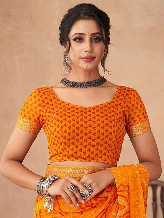 women printed casual wear saree with blouse - 22279056 -  Standard Image - 2