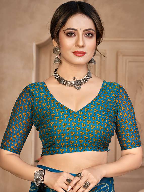 women printed casual wear saree with blouse - 22279067 -  Standard Image - 2