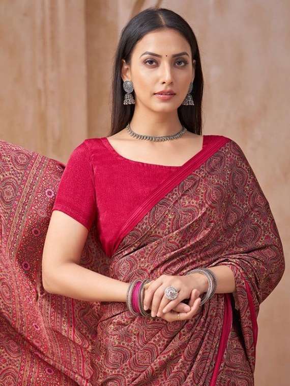 women printed casual wear saree with blouse - 22279072 -  Standard Image - 2