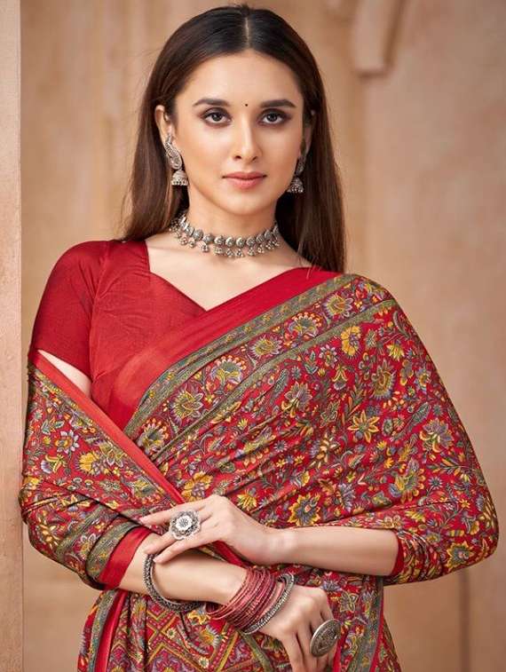 women printed casual wear saree with blouse - 22279079 -  Standard Image - 2