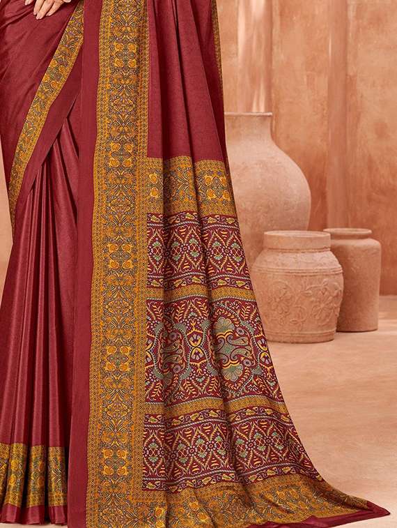 women solid with bordered saree with blouse - 22279094 -  Standard Image - 2