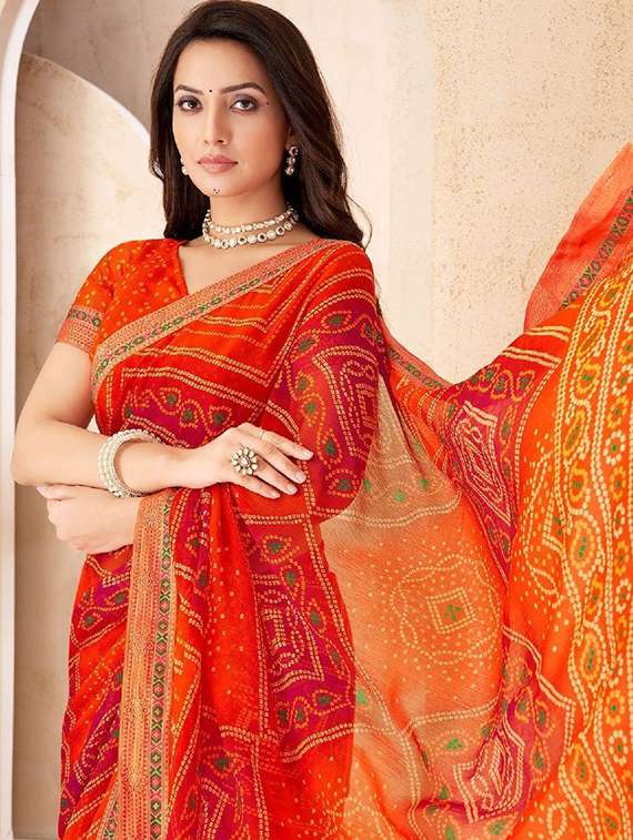 women printed casual wear saree with blouse - 22279109 -  Standard Image - 2