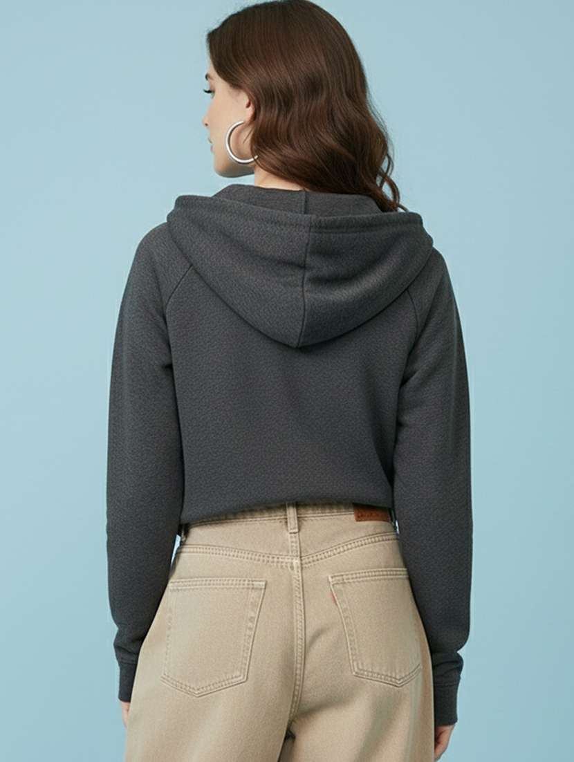 women solid long sleeve hooded sweatshirt - 22279225 -  Standard Image - 2