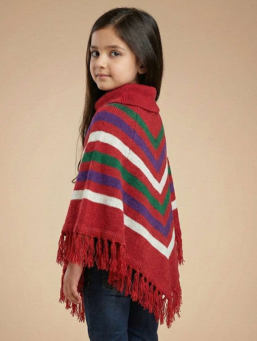 girls striped turtle neck poncho - 22279228 -  Standard Image - 2