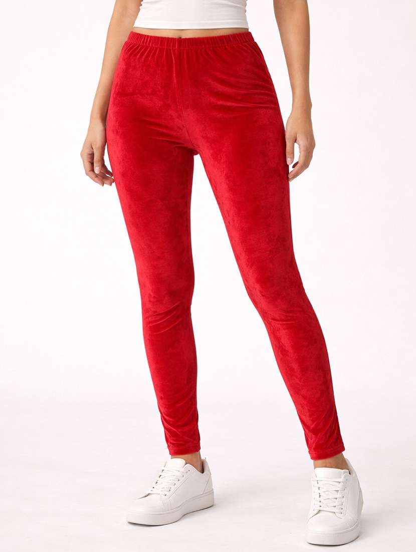 women solid mid rise legging