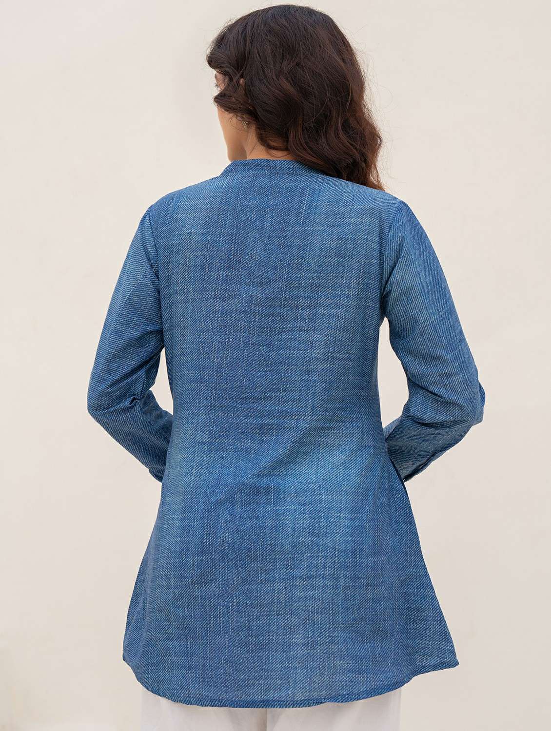 women solid with work three quarter sleeve ethnic top - 22279248 -  Standard Image - 2