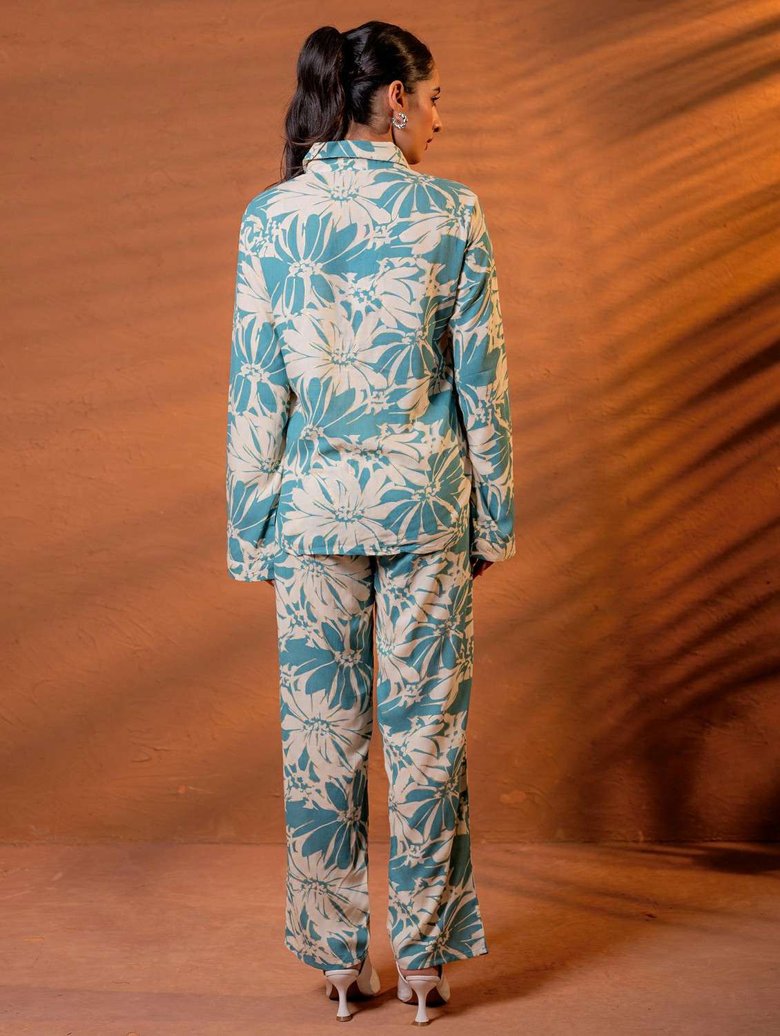 women floral long sleeve shirt & trouser co-ord set - 22279301 -  Standard Image - 2