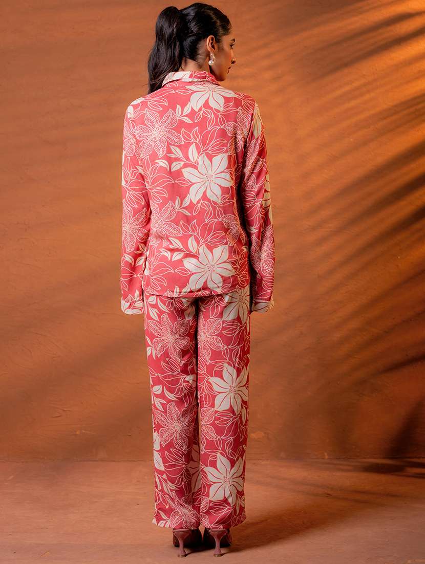 women floral long sleeve shirt & trouser co-ord set - 22279303 -  Standard Image - 2