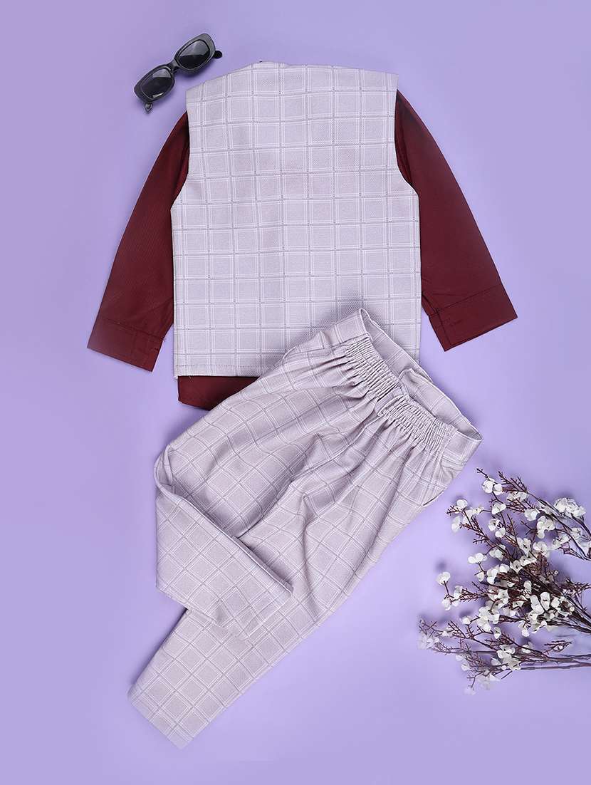 maroon cotton suit set jackets & coat - 22279716 -  Standard Image - 2