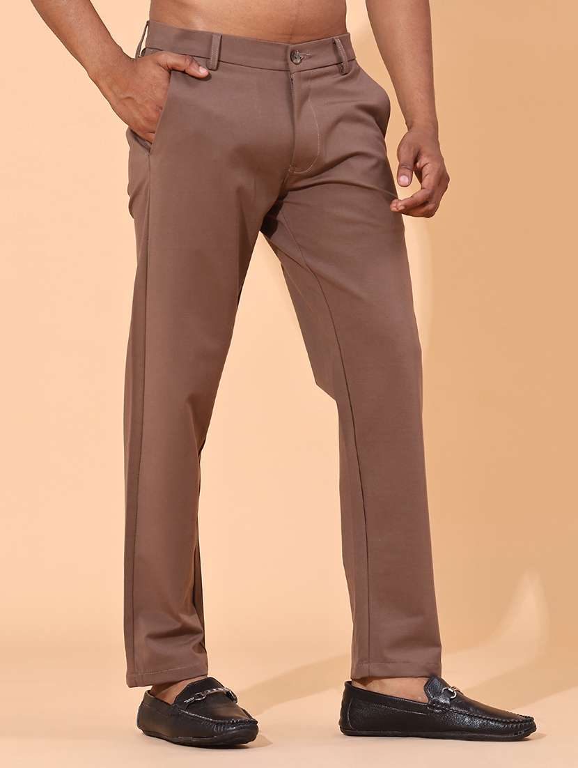 brown cotton chinos casual trousers