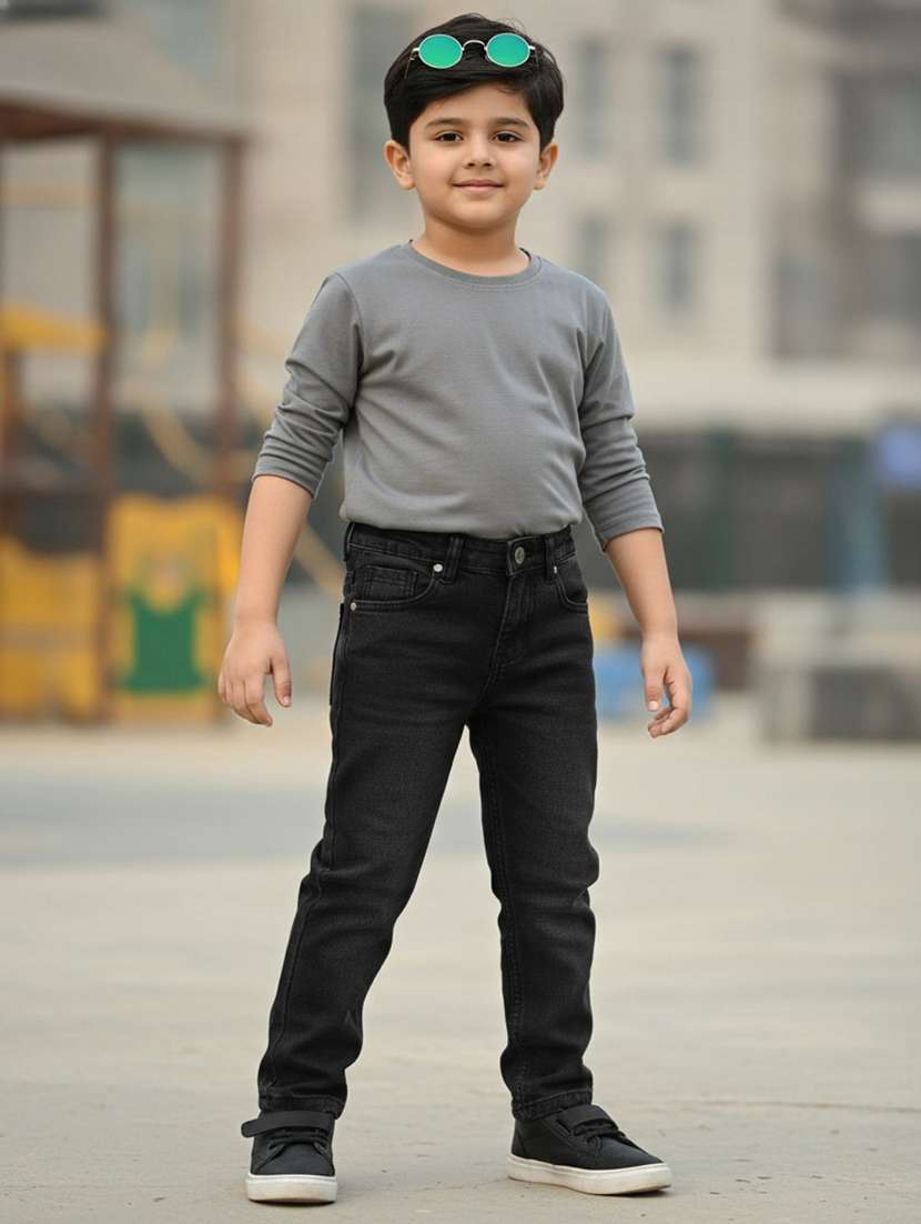 boys solid mid rise jeans - 22279811 -  Standard Image - 2