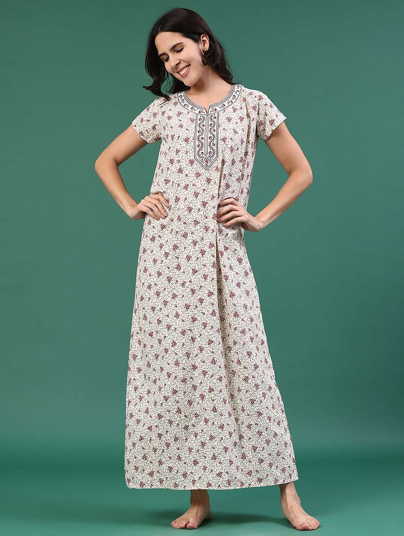 women printed short sleeve nighty - 22279942 -  Standard Image - 2
