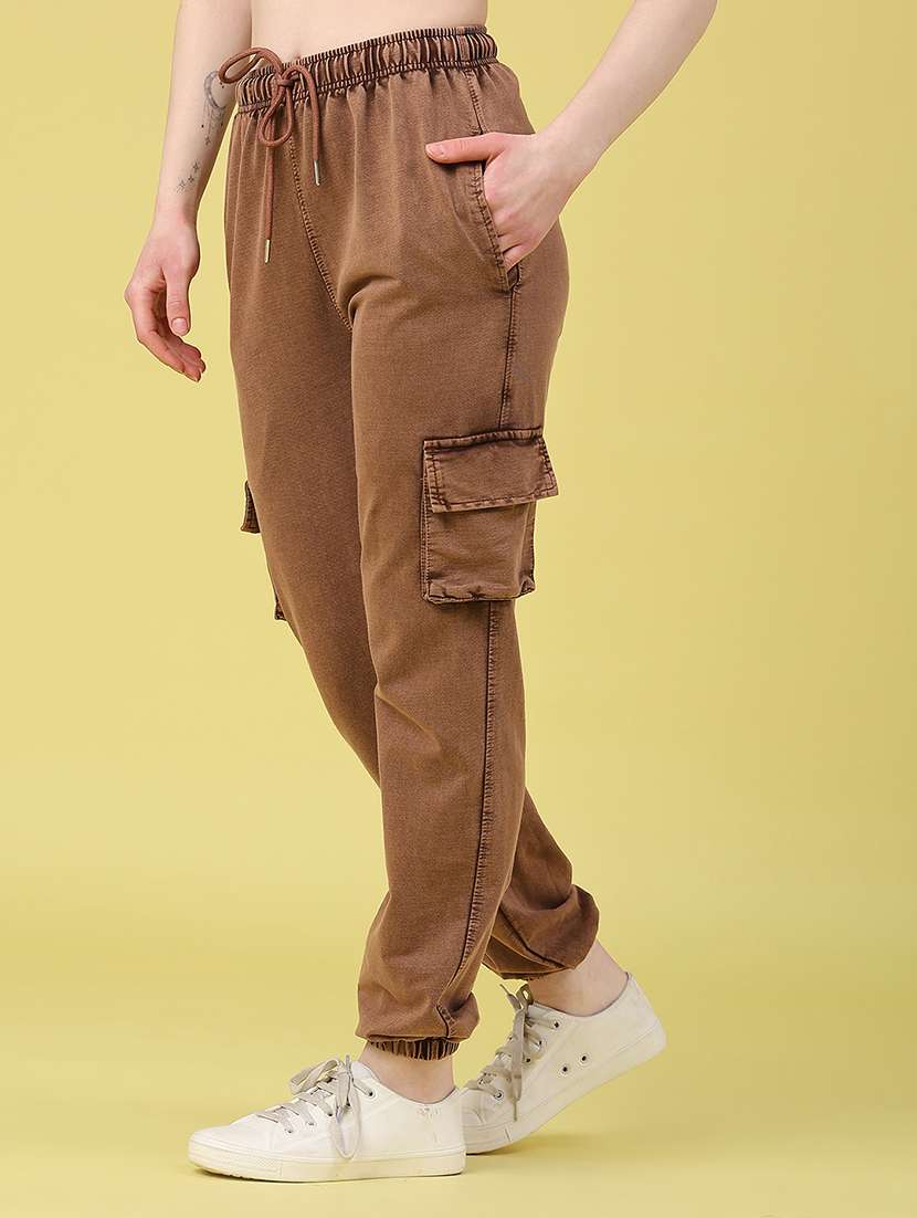 women solid mid rise cargo jogger - 22279966 -  Standard Image - 2