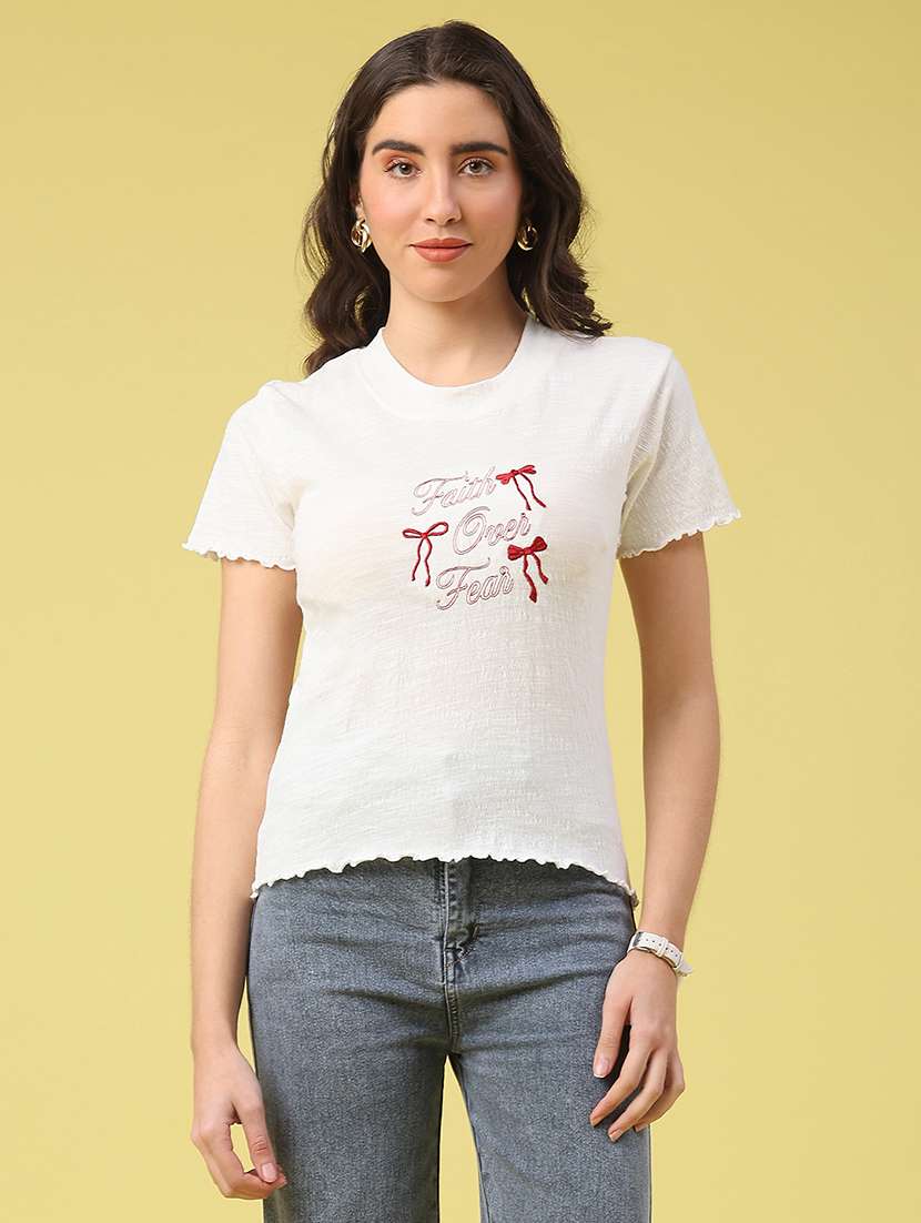 women embroidered short sleeve t-shirt - 22280002 -  Standard Image - 2