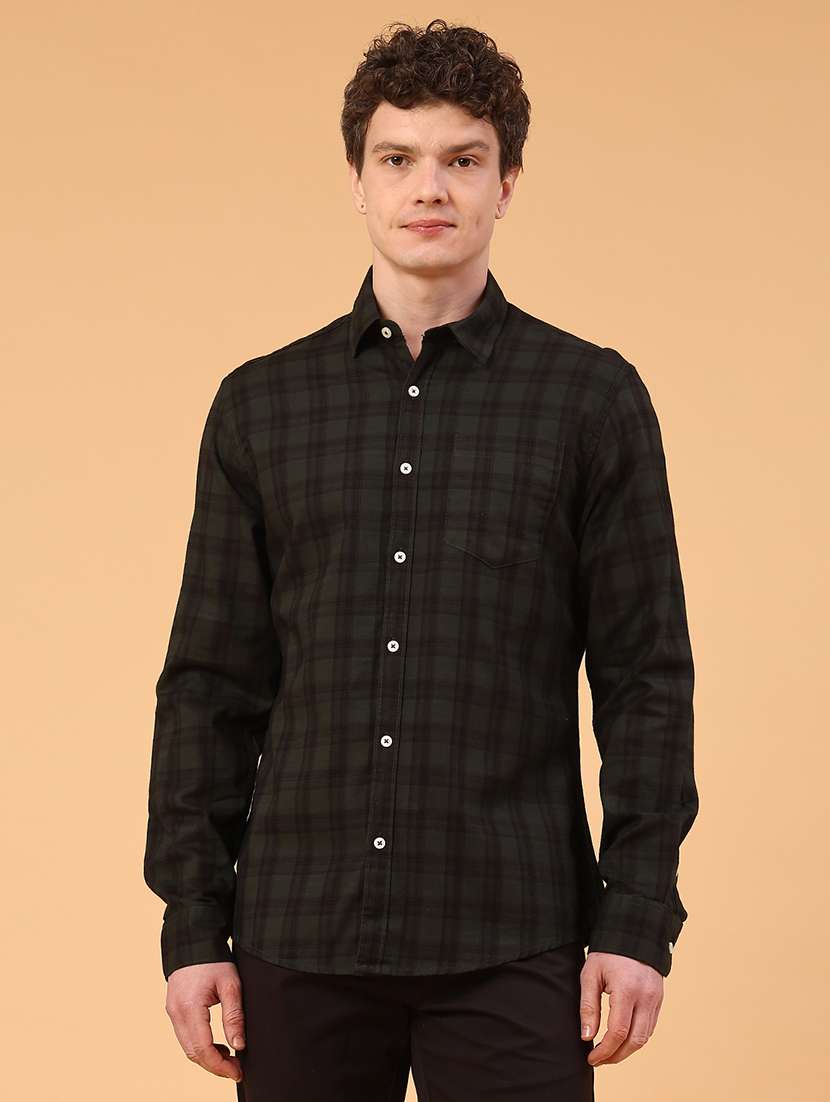 men checkered long sleeve regular fit casual shirt - 22280042 -  Standard Image - 2