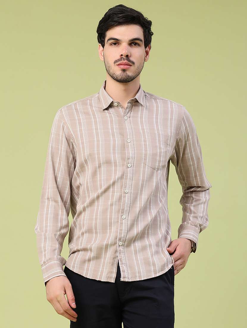 Men Striped Long Sleeve Regular Fit Casual Shirt - 22280043 -  Standard Image - 2
