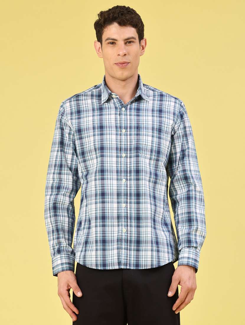 men checkered long sleeve regular fit casual shirt