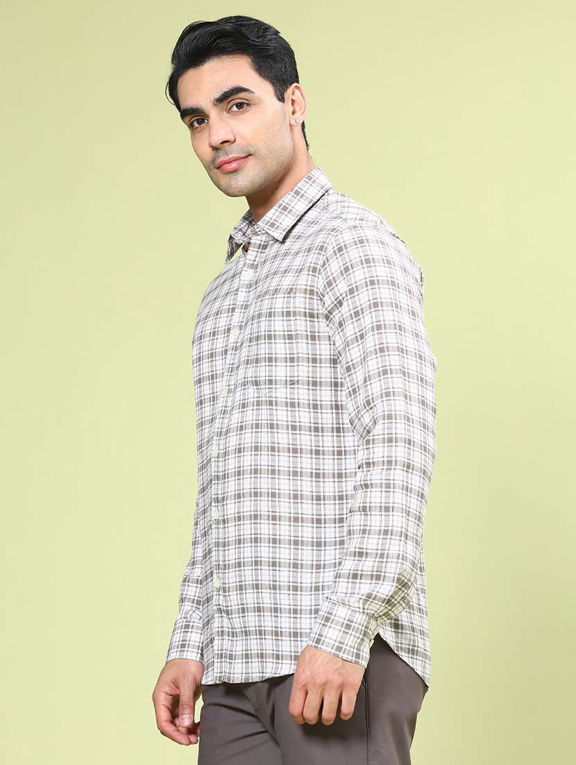 men checkered long sleeve regular fit casual shirt - 22280050 -  Standard Image - 2