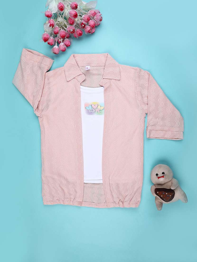 girls self designed three quarter sleeve top