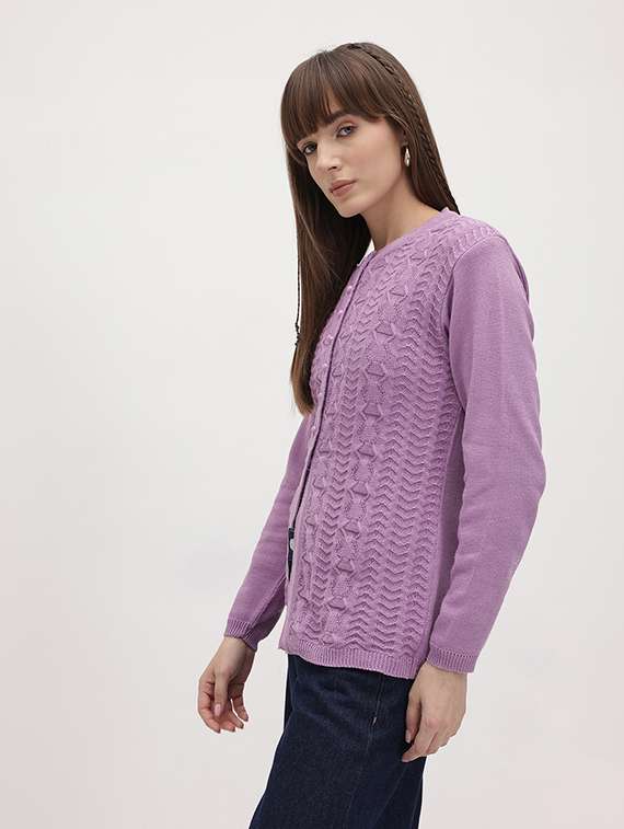 women self designed long sleeve cardigan - 22280088 -  Standard Image - 2