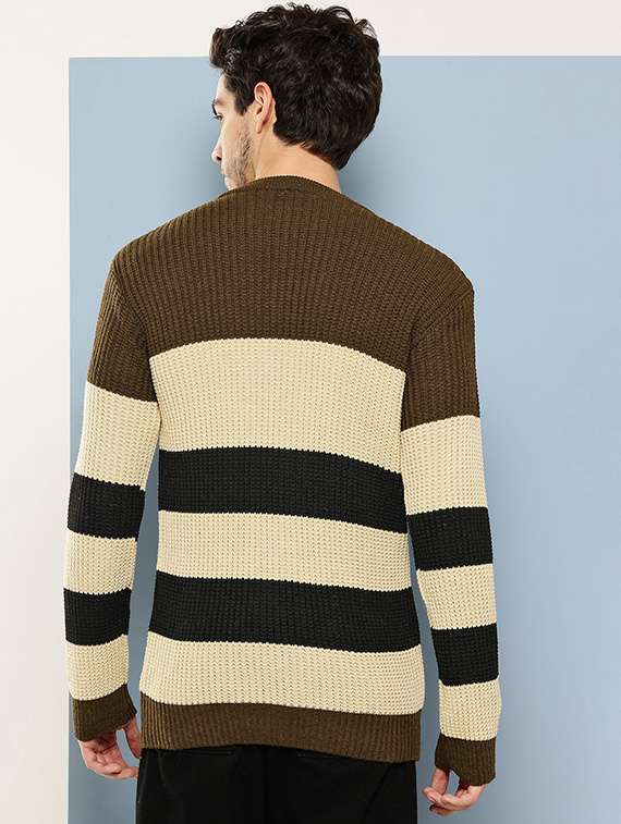 men color block long sleeve regular fit pullover - 22280089 -  Standard Image - 2