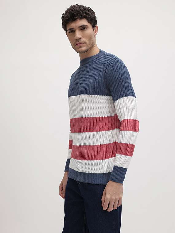 men color block long sleeve regular fit pullover - 22280090 -  Standard Image - 2