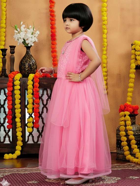 girls embroidered lehenga choli with dupatta set - 22280097 -  Standard Image - 2