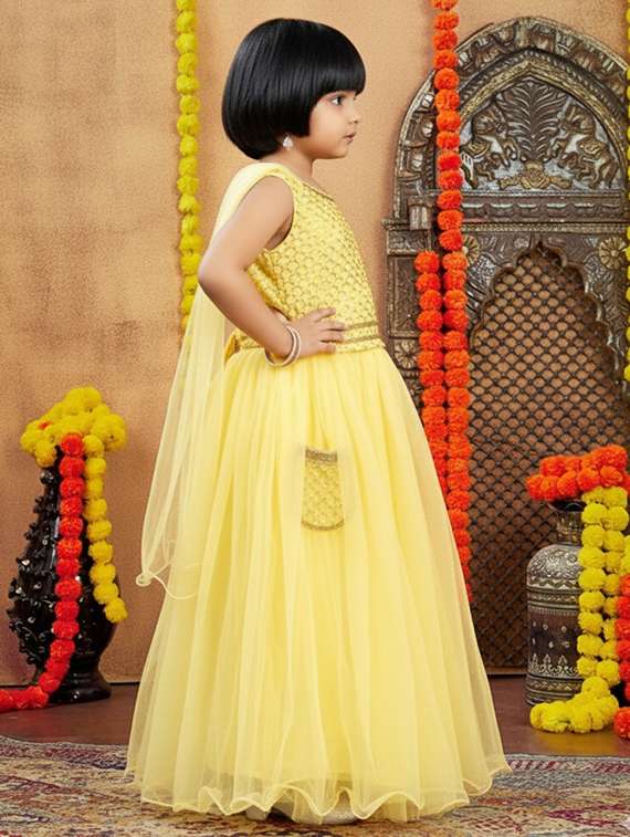 girls embroidered lehenga choli with dupatta set - 22280101 -  Standard Image - 2