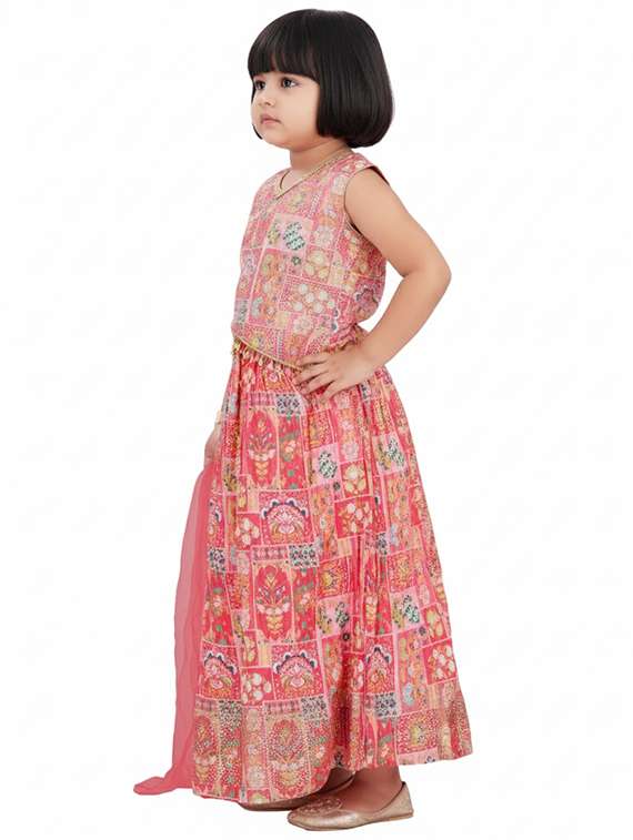 girls printed lehenga choli with dupatta set - 22280124 -  Standard Image - 2
