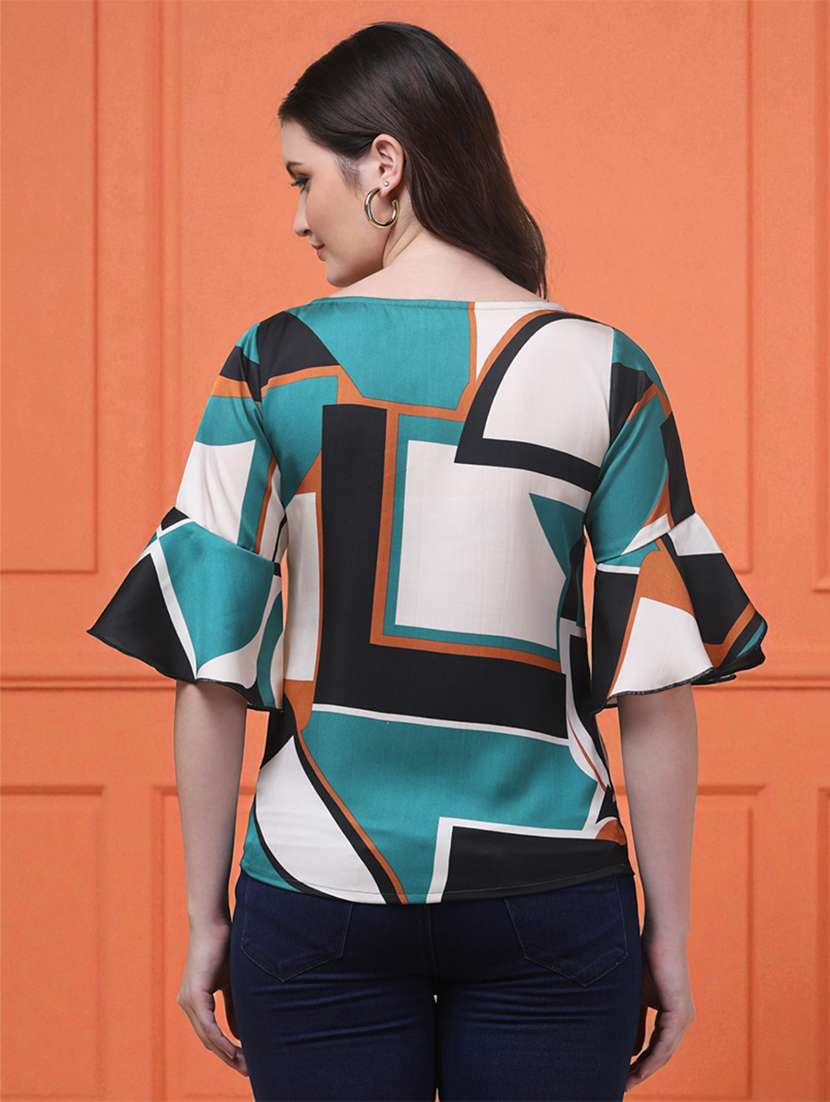 women color blocked bell sleeve regular top - 22280134 -  Standard Image - 2