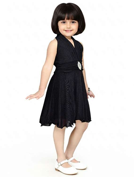 girls solid sleeveless fit & flare dress - 22280136 -  Standard Image - 2