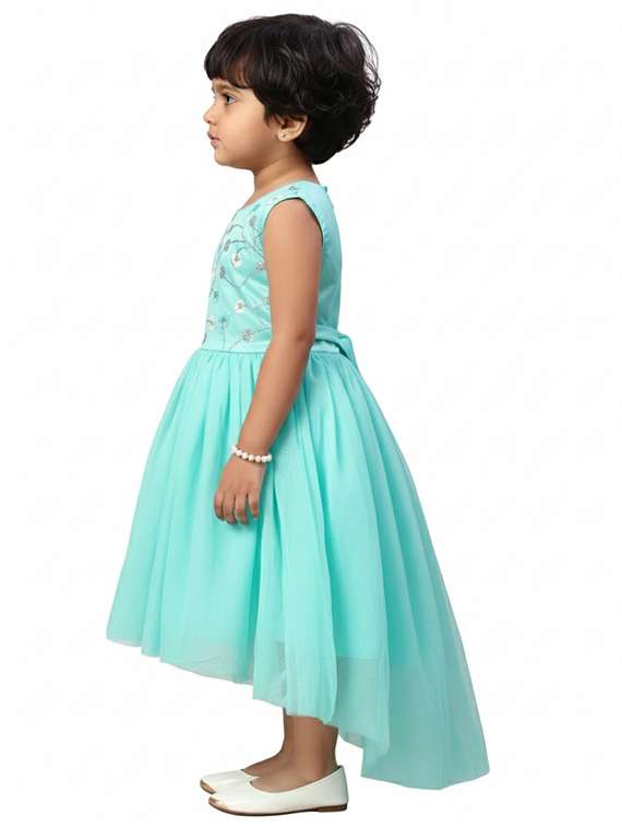 girls embroidered round neck flared dress - 22280138 -  Standard Image - 2