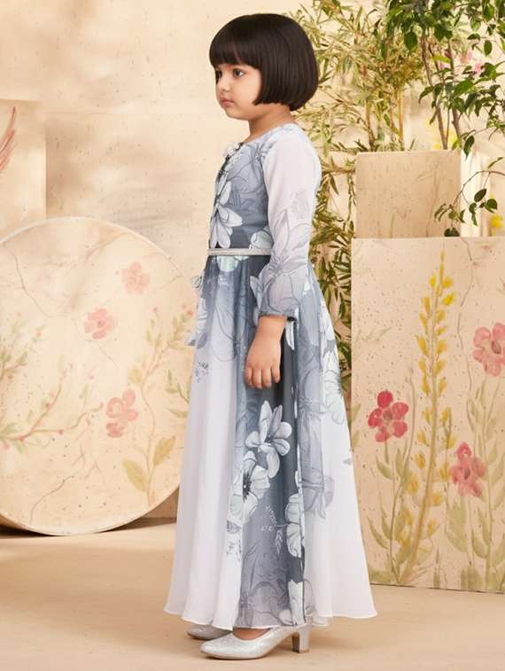 girls printed bell sleeve fit & flare dress - 22280153 -  Standard Image - 2